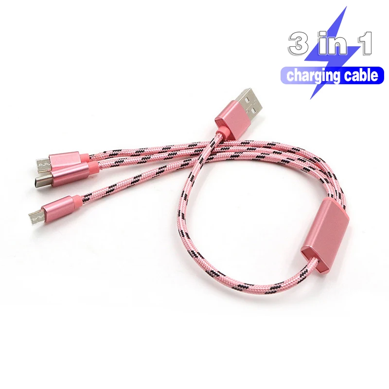 3в1 usb type C кабель micro c Micro fast USB для iPhone XR 5 5s oneplus 6t Samsung s9 быстрая зарядка айфона