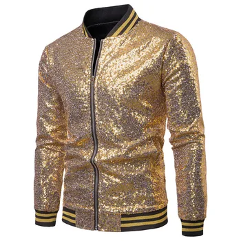 

Hirigin New Men Bling Performance Sequined Jacket Party Tuxedo Suit Coat Prom Hip Hop Tops