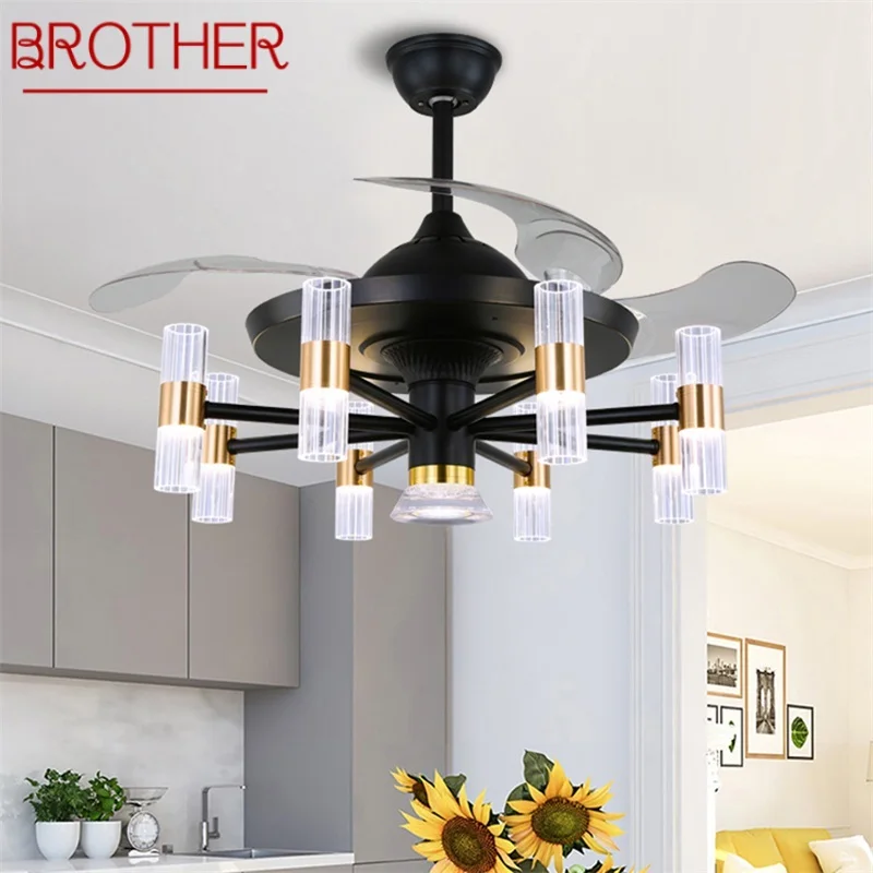 BROTHER Modern Ceiling Light With Fan Remote Control 220V 110V LED Fixtures Home Decorative For Living Room Bedroom Restaurant 1
