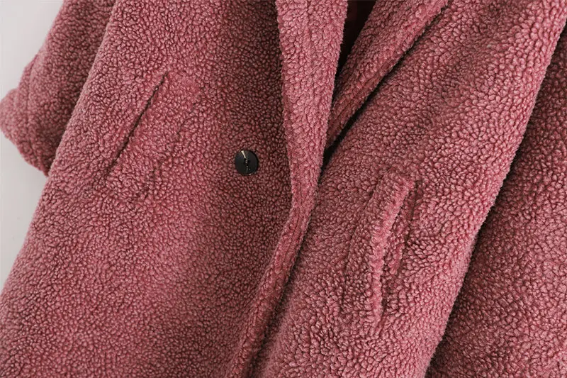 Осенне зимняя женская кожаная розовая плюшевая КУРТКА Стильная Женская Толстая теплая кашемировая куртка повседневная Уличная одежда для девочек