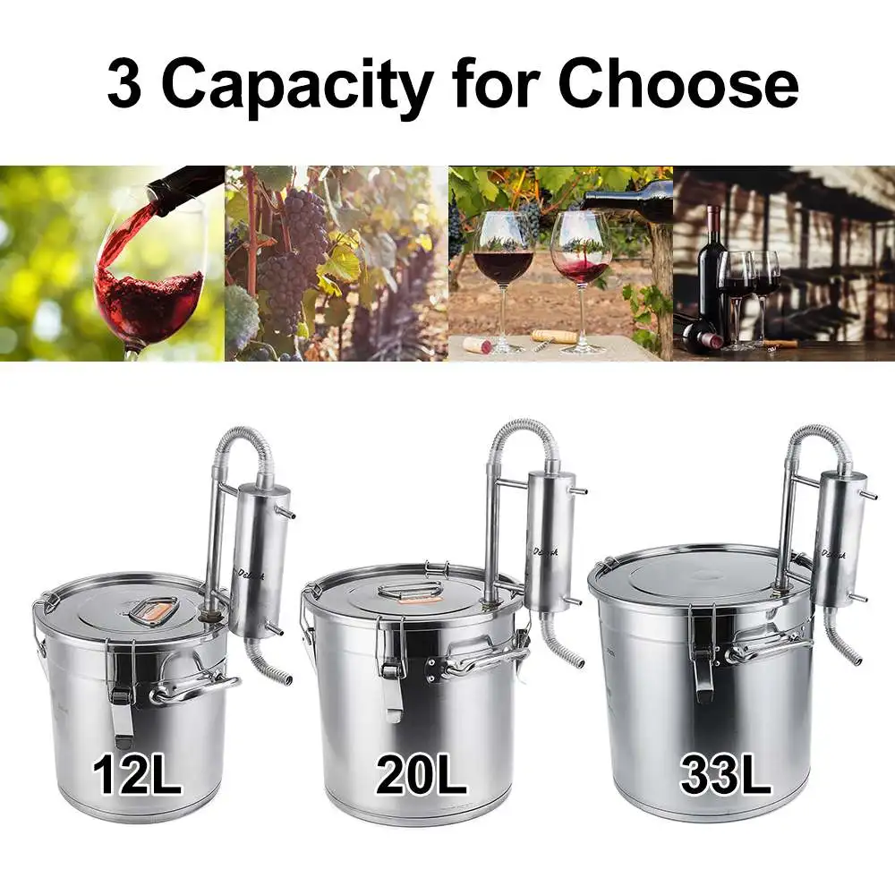 12/22/33L Efficient Wine Beer Alcohol Distiller Moonshine Alcohol Home DIY Brewing Kit Home Distiller Copper Distiller Equipment