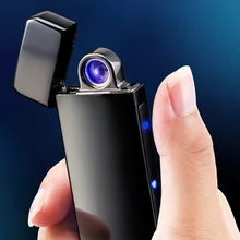 Вращающаяся пожарная USB перезаряжаемая Электронная зажигалка индукция отпечатков пальцев ветрозащитная зажигалка с аркой для сигарет творческие подарки для мужчин