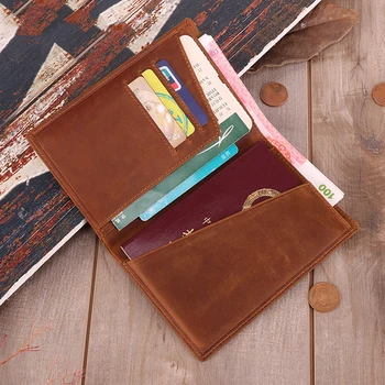 

Unisex Crazy Horse Leather Passport Cover Genuine Leather Passport Wallet Full Grain Leather Travel Wallet