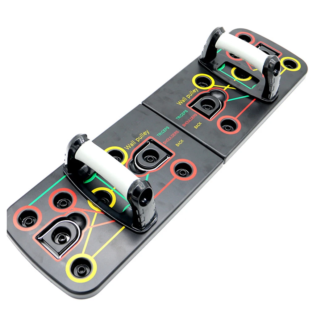 Portable Push-up Board Workout Kit Foldable Push Up Stands Home Gym Muscle Training Fitness Equipment w/ Tension Rope & Handles