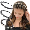 Double Layer Bands Clip Hairbands Fashion Plastic Braided Headband Punk New Knitting Womens Headwear Hair Accessories Pearl 1