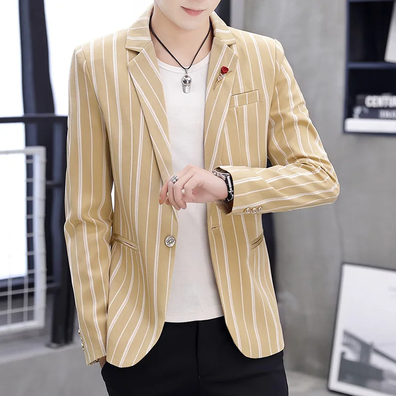 Zogaa 2019 New Spring Mens Blazer Fashion Slim Fit Business Smart Casual Stripe Suits & Blazers Veste Costume Homme