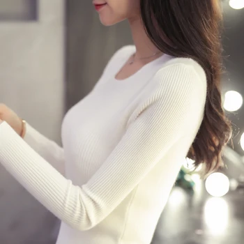 

2020 Fall fashion sweater slim female solid sweater Hedging Short Sleeved Shirt woman fall tight