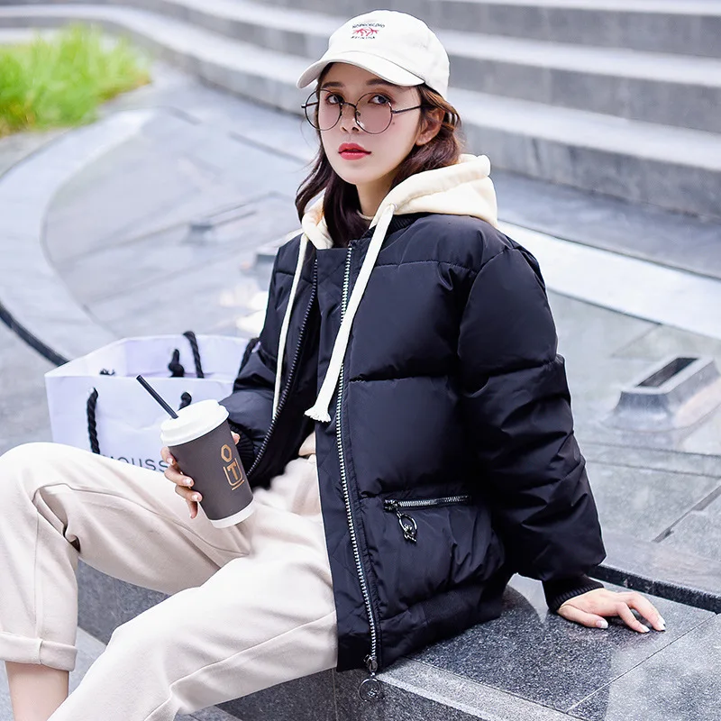 

Photo Shoot 2019 New Style down Jacket Short Students Casual Cotton-padded Jacket Hooded Padded Coat 818 #