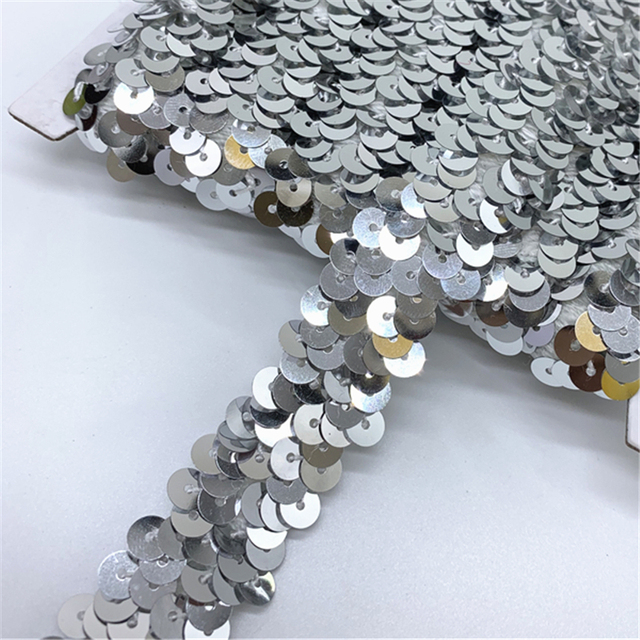 20mm Sequins Elastic Band Elastic Ribbon Lace Trim Sequin Sewing Fabric For Crafts Sewing Cloth Accessory Sequin Trim