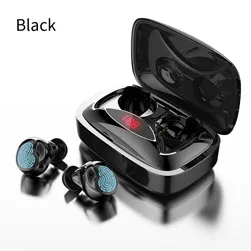 TWS 5,0 bluetooth наушники 2000 мАч Мощный светодиодный дисплей сенсорная кнопка шумоподавление с супер басами звуков Спортивная игровая гарнитура - Цвет: Black
