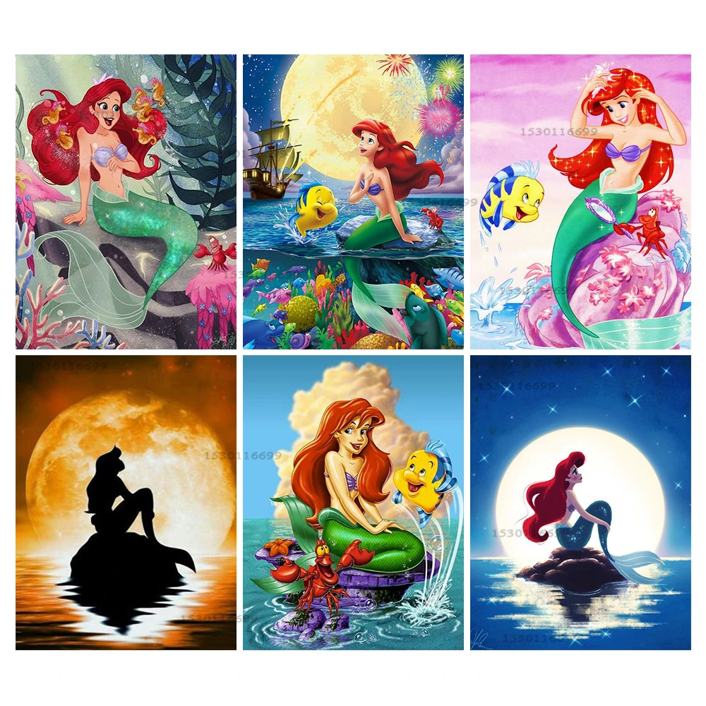 Disney 5d Diy Elmas Boyama Kucuk Denizkizi Yuvarlak Elmas Karikatur Prenses Ariel Elmas Nakis Capraz Dikis Ev Elmas Boyama Capraz Dikis Aliexpress
