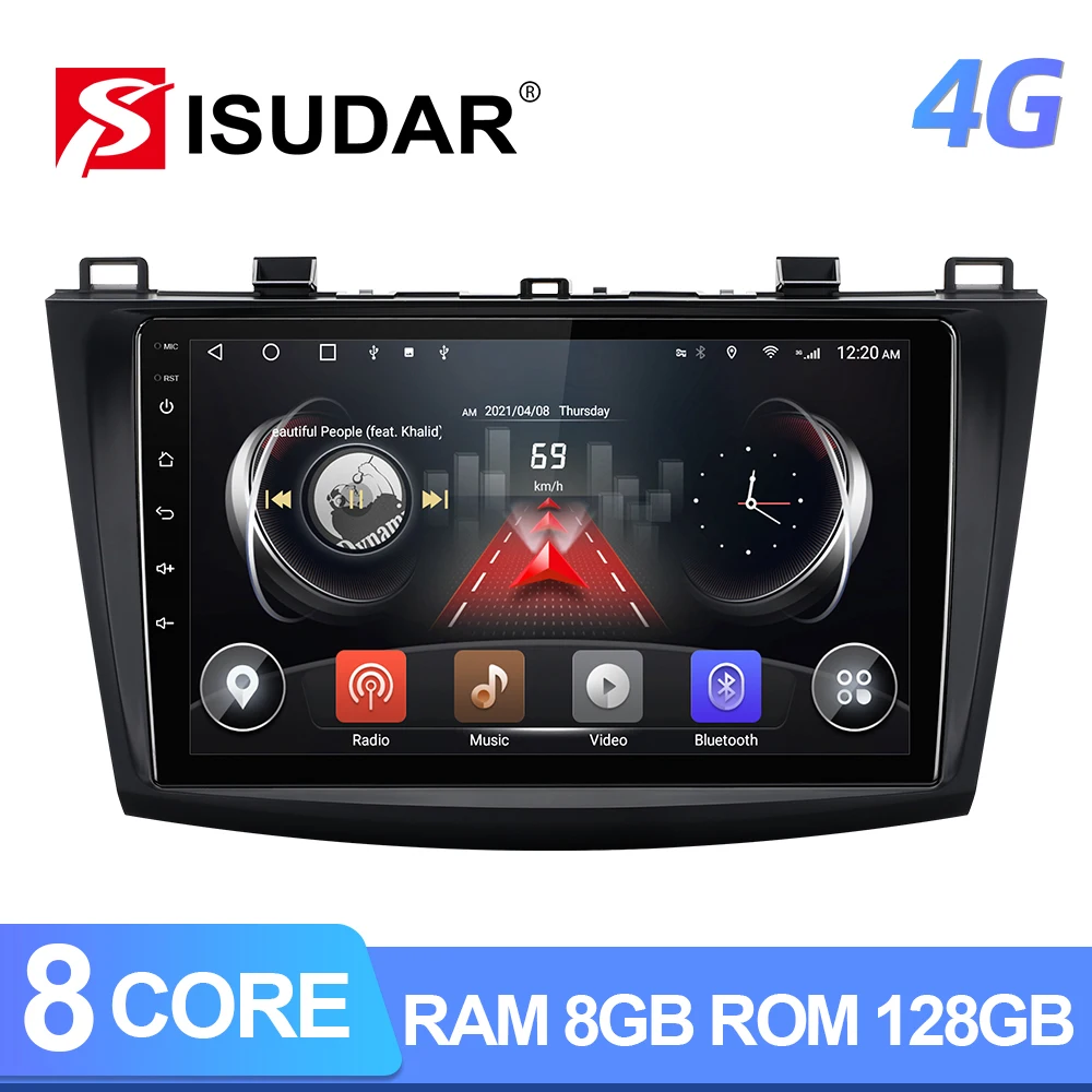 Автомобильный радиоприемник ISUDAR T72 QLED Android 10 для Mazda 3 2010 2011 2012 2013 GPS автомобильный