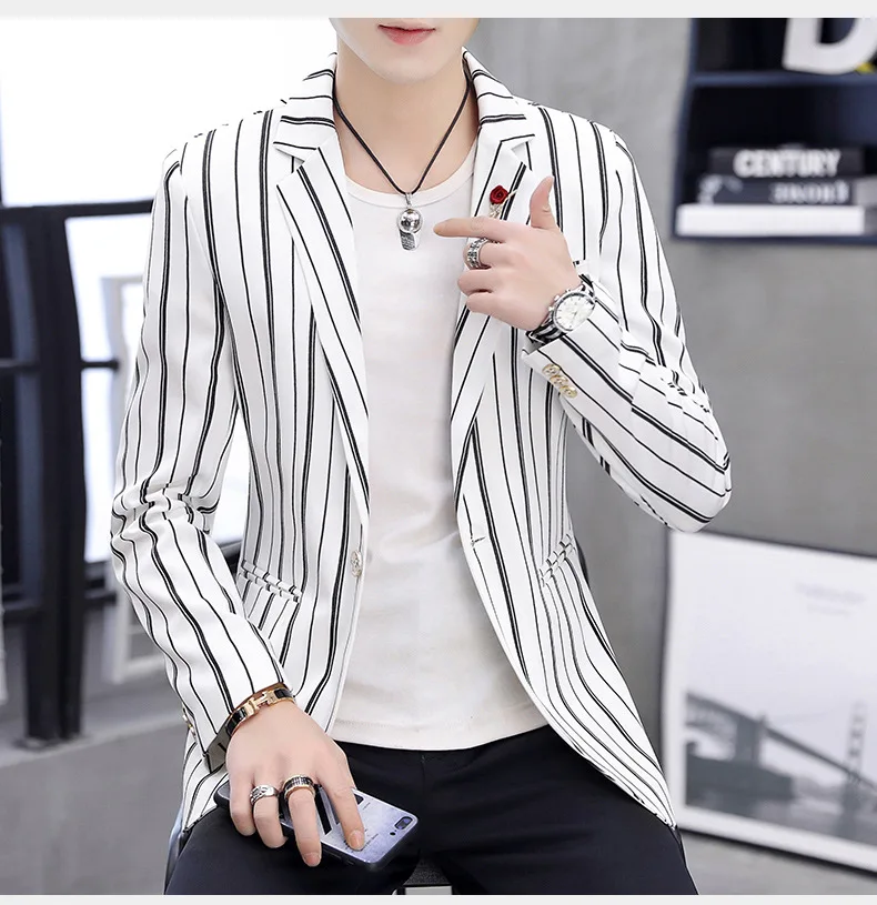 Zogaa New Spring Mens Blazer Fashion Slim Fit Business Smart Casual Stripe Suits& Blazers Veste Costume Homme