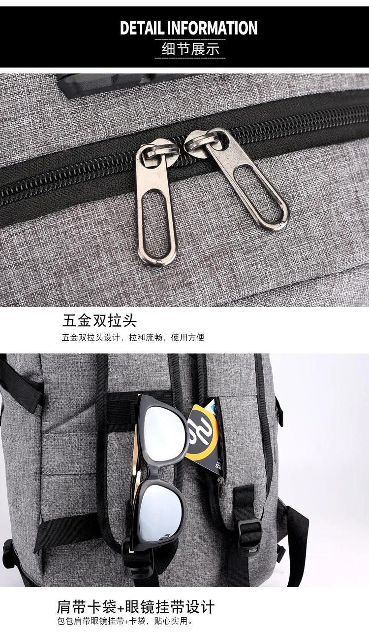 Тип USB перезаряжаемая сумка через плечо, деловой рюкзак, сумка для компьютера, Многофункциональная Защита от взлома сумка для мужчин и женщин