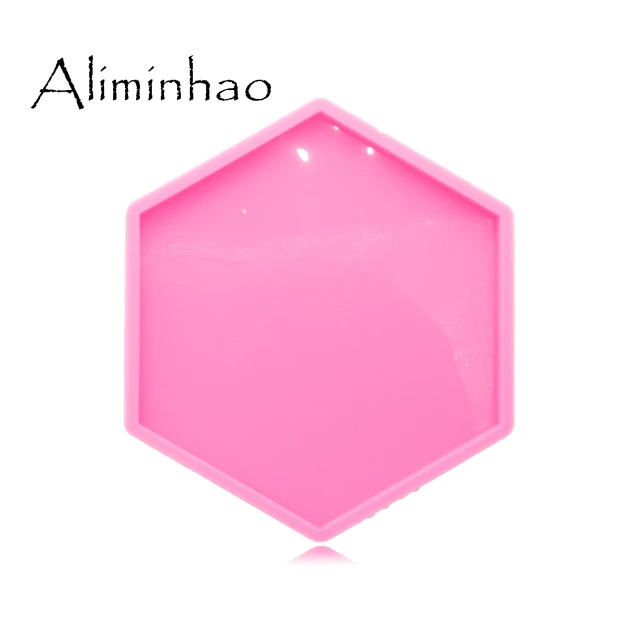 Dy0676 Fényes 4.7In/3.9In Hexagon Geode Coaster Agate Penész, Szilikon Penész Gyanta Epoxi Ékszerek Készítéséhez, Nagykereskedelem