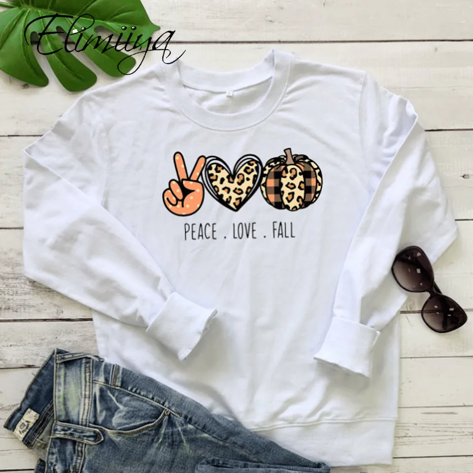 

Elimiiya Long Sleeve Top Autumn Winter Women Love Graphics Print Cotton Sweatshirt Oversized Pullover Plus Size Women's Clothing