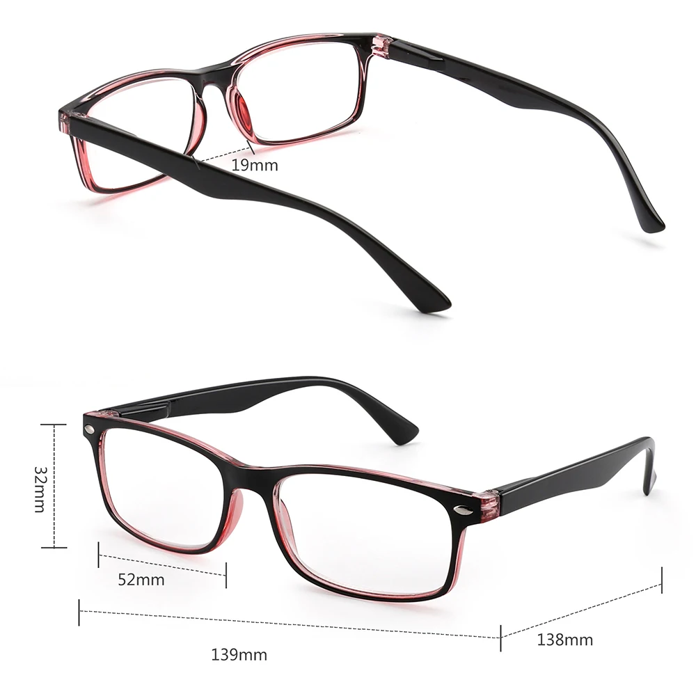 JM Spring Hinge Vintage Square Reading Glasses Women Men Magnifier Presbyopic Diopter