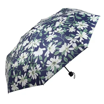 

New Mini Floral umbrella Three-folding Sun protection Wind Resistant Umbrella Rain Women Windproof women pocket Umbrellas