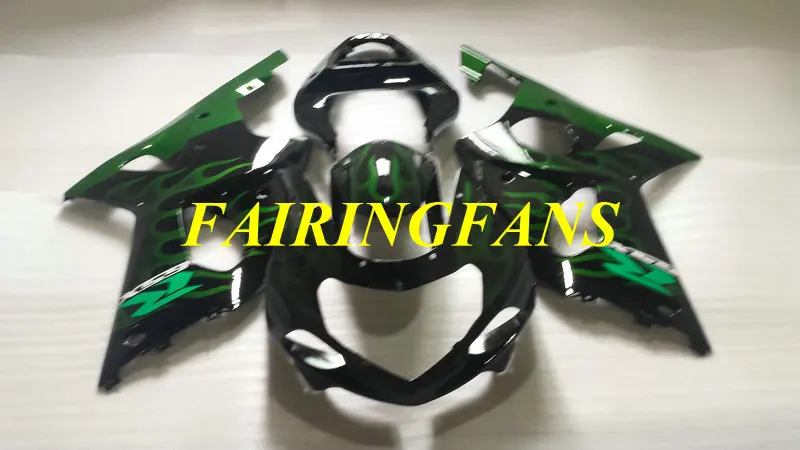 Привет-класс обтекатель для GSXR600 750 K1 01 02 03 GSXR 600 GSXR750 2001 2002 2003 зеленый Обтекатели с пламенем Кузов+ подарки SH24