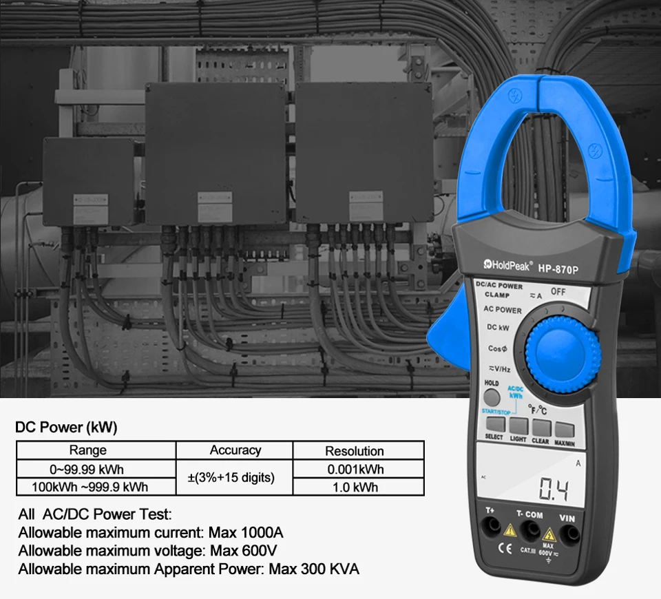 Holdpeak HP 870P power clamp meter acdc