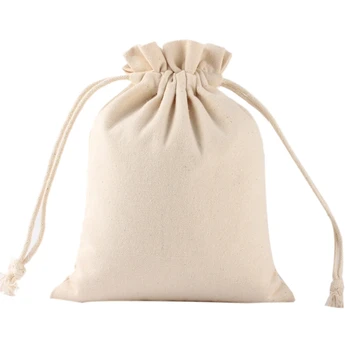 

50Pcs Natural Resuable Jute Linen Drawstring Pouch Packaging Gift Bag Logo Printed Jewelry Christmas Bag