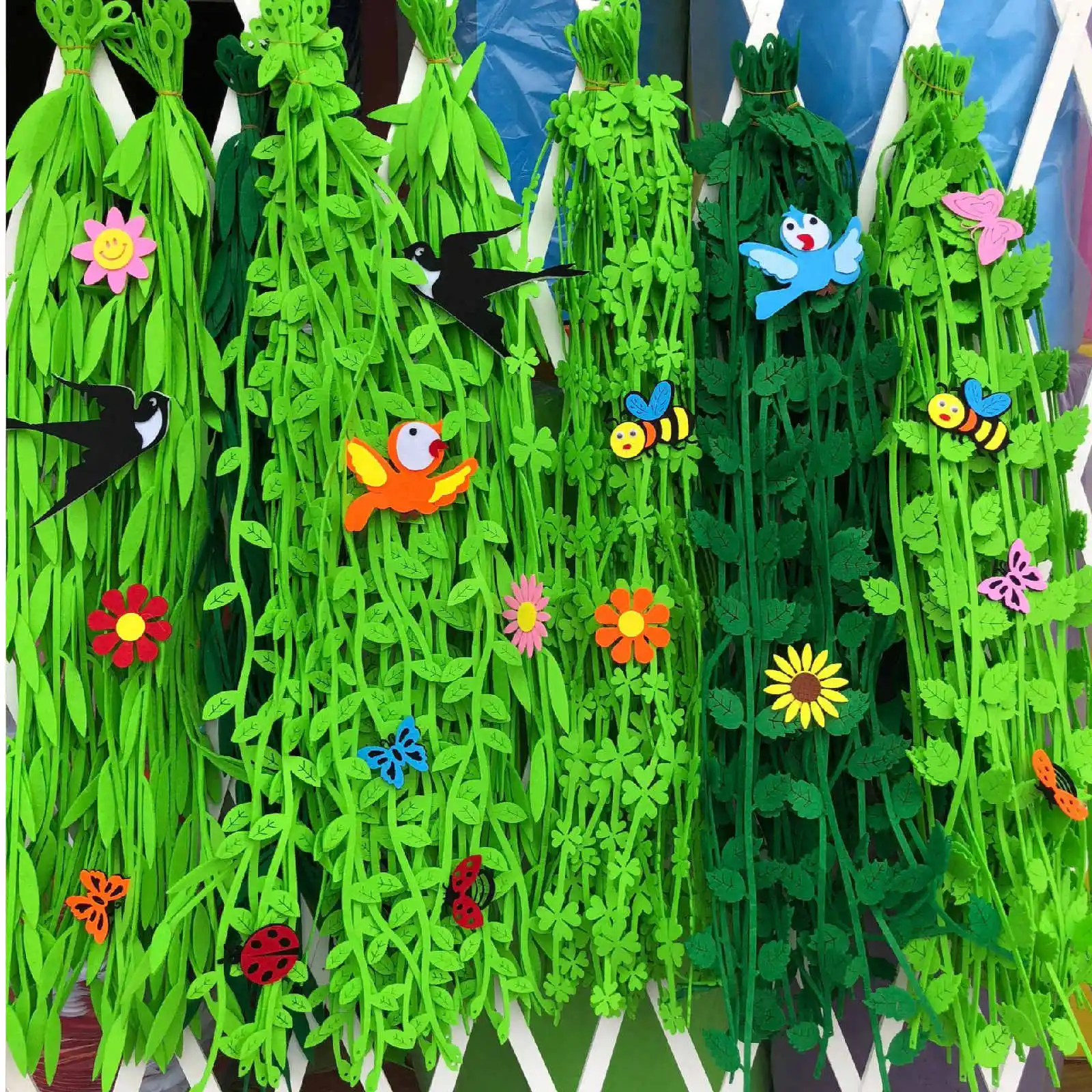 XICC Wall Rattan Wicker Butterfly Leaves Nonwoven Cloth Fabric Felts Home Child Room Kindergarten Handmade Wall Decor Stickers