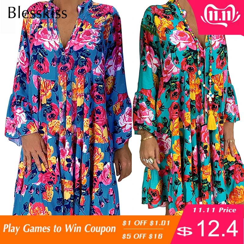 Günstige Blesskiss Plus Größe Sommer Strand Kleid Frauen 2019 Bademode Bikini Cover Up Lang Hülse Coverups Schwimmen Hemd Tunika 4XL 5XL