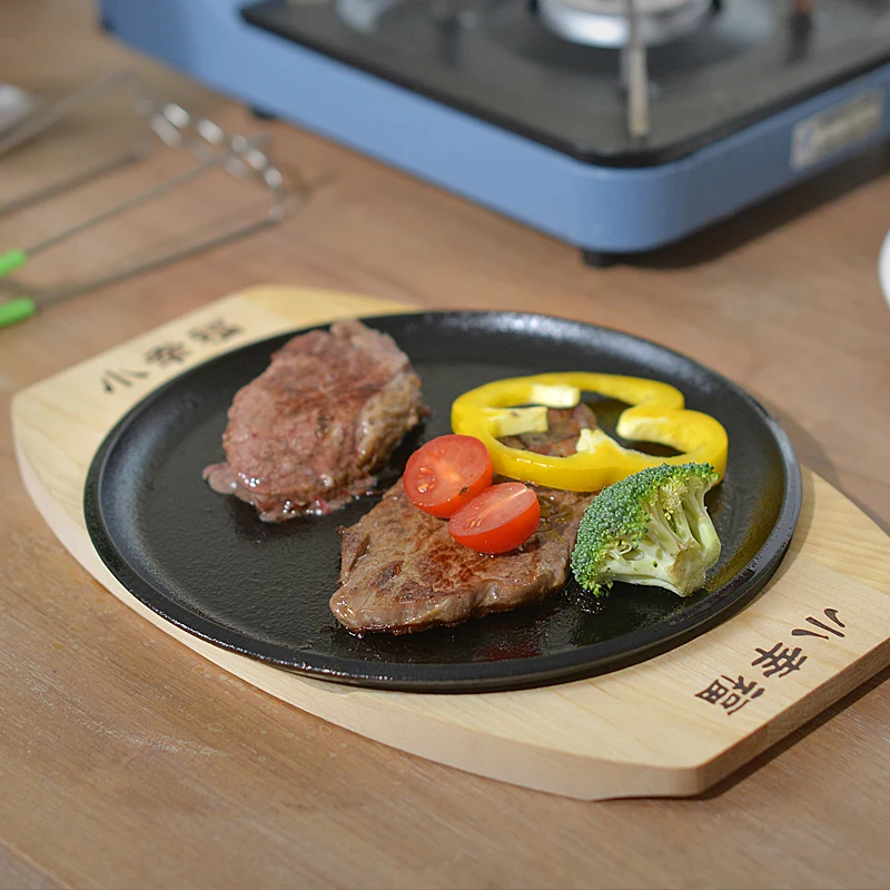 

Cast iron skilet household fried steak plate barbecue Iron frying pan burning tray barbecue pot kitchen pot cookware