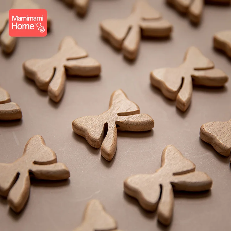 

20 шт. Детские грызунки из бука деревянная бусина с бантиком без добавления бисфенола А деревянная пустышка браслет-цепочка аксессуары Montessori Детские продукта медсестры игрушка в подарок