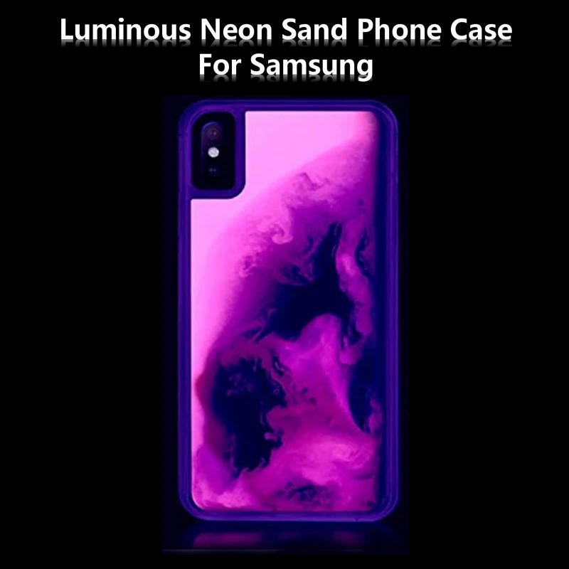 Новый светящийся неоновый песок зыбучий чехол для samsung galaxy note 10 pro 8 9 S10 S9 plus A9 A8 J8 J6