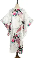 Sexy Female Silk Rayon Robe Bath Gown Nightgown Summer Casual Home Dress Printed Loose Sleepwear Plus Size Nightwear Bathrobe - Image 3