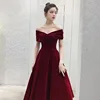 Elegant Burgundy Evening Dress Cheongsam One Shoulder Short Sleeve Velour A-line Prom Fomail Gown Vestidos De Noche ► Photo 1/6