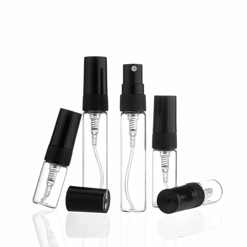 5pcs/pack 2ML 3ML 5ML 10ML Black Clear Mini Perfume Glass Bottle Empty Cosmetics Bottle Sample Test Tube Thin Glass Vials-3
