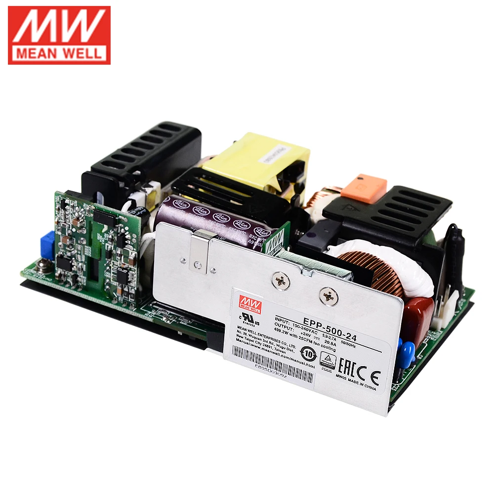 MEAN WELL EPP-500-24 500W 20.8A 24V Высокая эффективность миниатюрный " x 2" промышленный открытый каркас блок питания PCB блок питания PSU