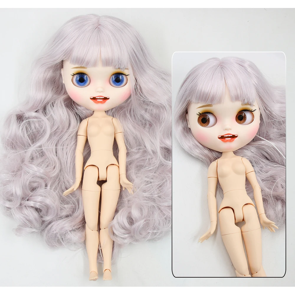 Neo Blythe Muñeca con cabello morado, piel blanca, cara sonriente mate y Custom Cuerpo articulado 1