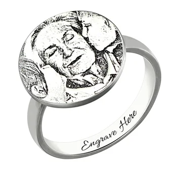 

AILIN Personalized Photo-Engraved Ring In Sterling Silver Family Ring Gift for Mother