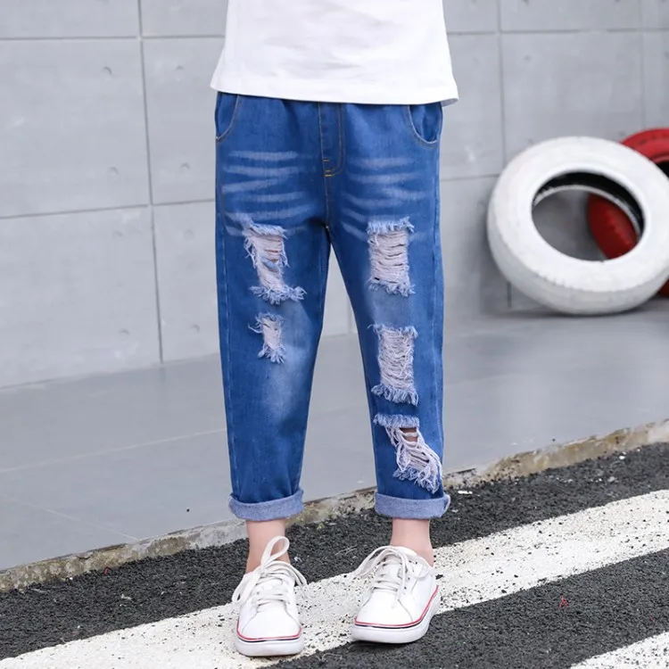 

New Style Listed Girls-Model Cowboy Jeans Belt Pants Children through-Child