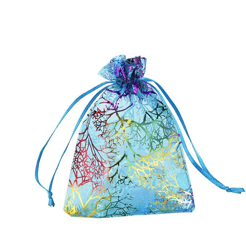 Подарочная сумка из органзы Coralline 100 шт./лот многоразмерная синего/белого