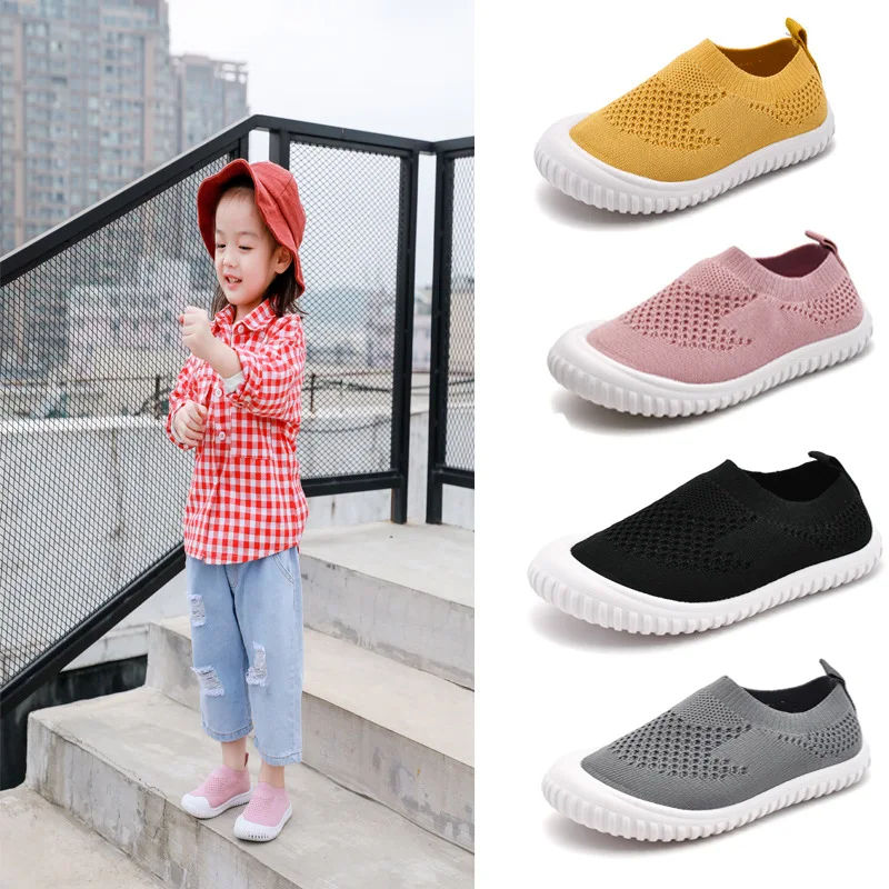 

Breathable Kid Running Sneakers Unisex Casual Shoes Students Boys And Girls Knitted Sports Shoes Children Leisure Shoes 1 2 3-9T