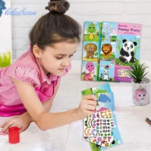 

Children's toy Princess Animal dinosaur lion elephant panda monkey face change stickers Assemble Game For Children