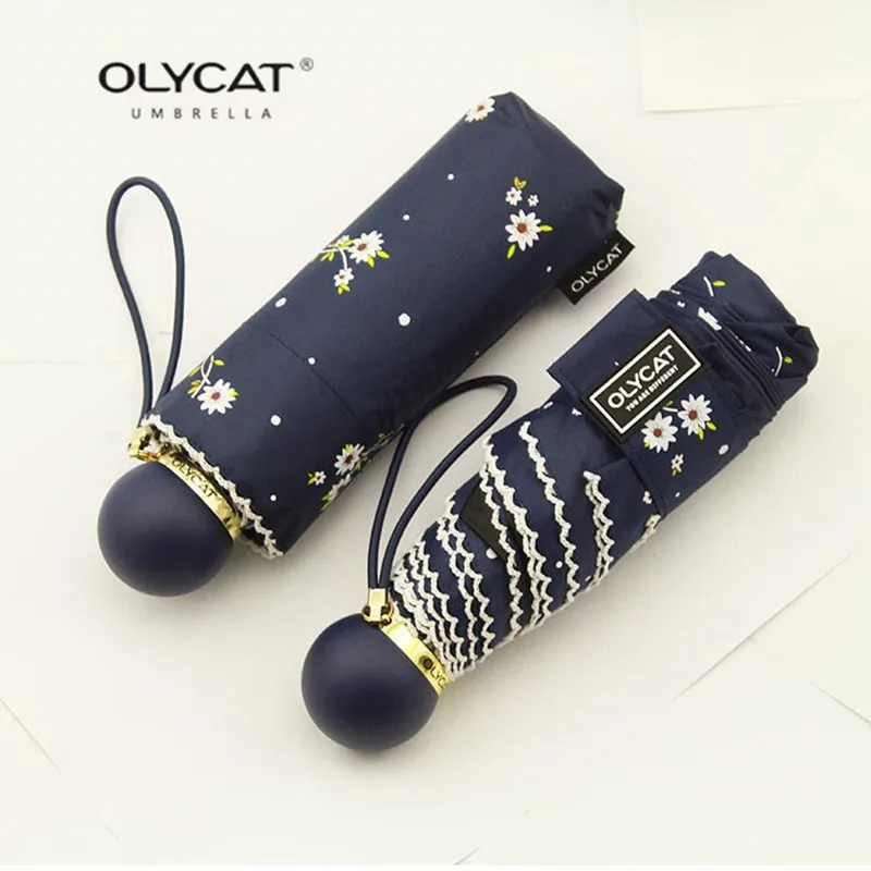 OLYCAT карманный мини детский солнцезащитный и устойчивый к ультрафиолетовому излучению Пятикратный женский зонт, кружевной стильный дорожный солнечный и дождливый зонт