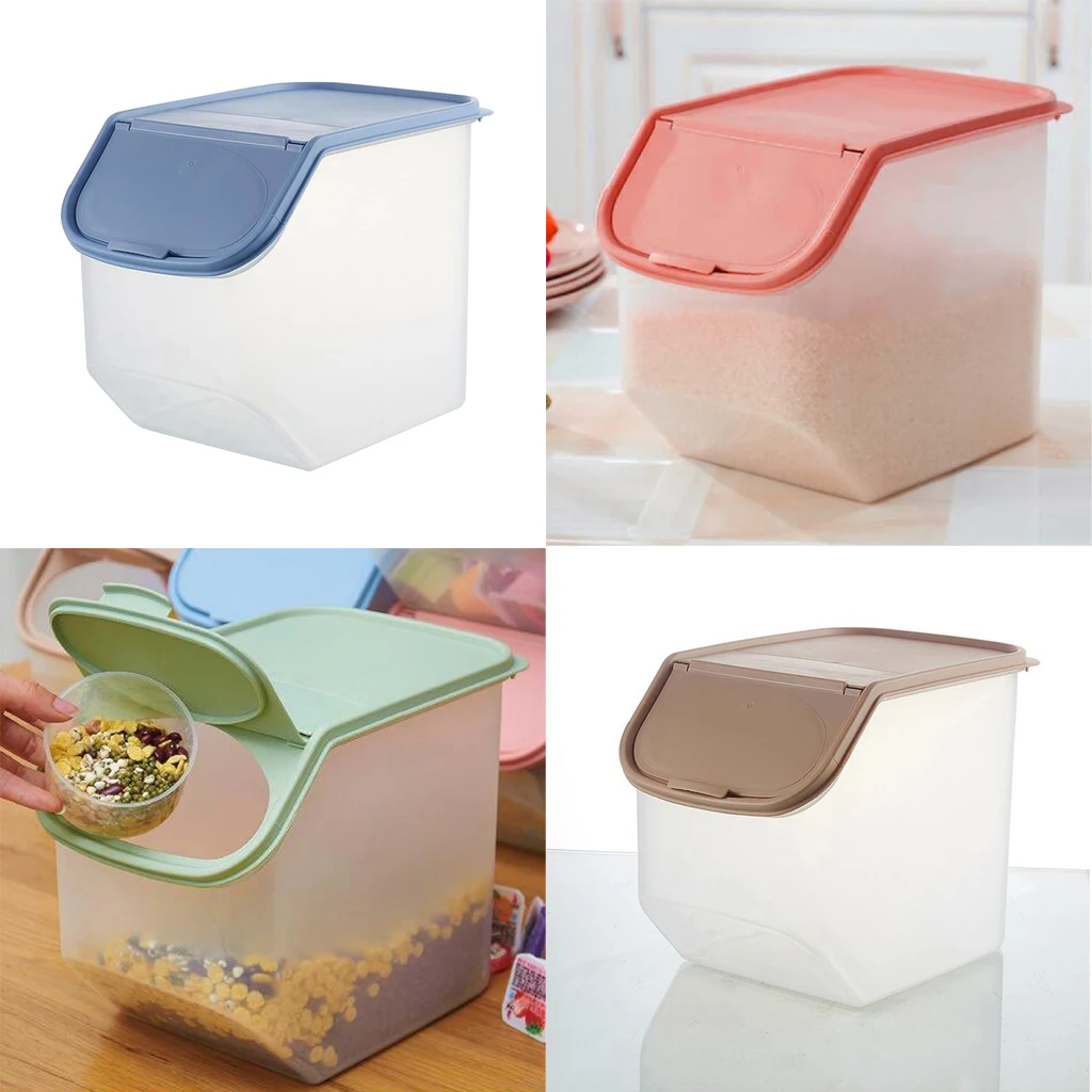  Kitchen   Food   Storage   Container   Box   Beans   Rice   with   Measuring   Cup   Stackable 