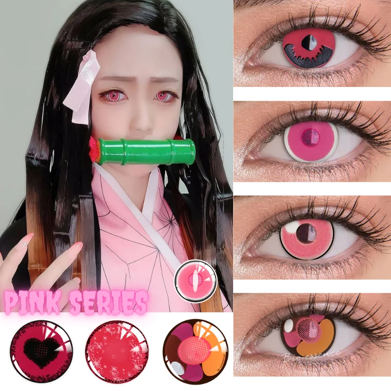 

Bio-essence 1 Pair Cosplay Color Contact Lenses for Eyes Anime Accessories Halloween Crazy Contacts Pink Pupilentes Lens