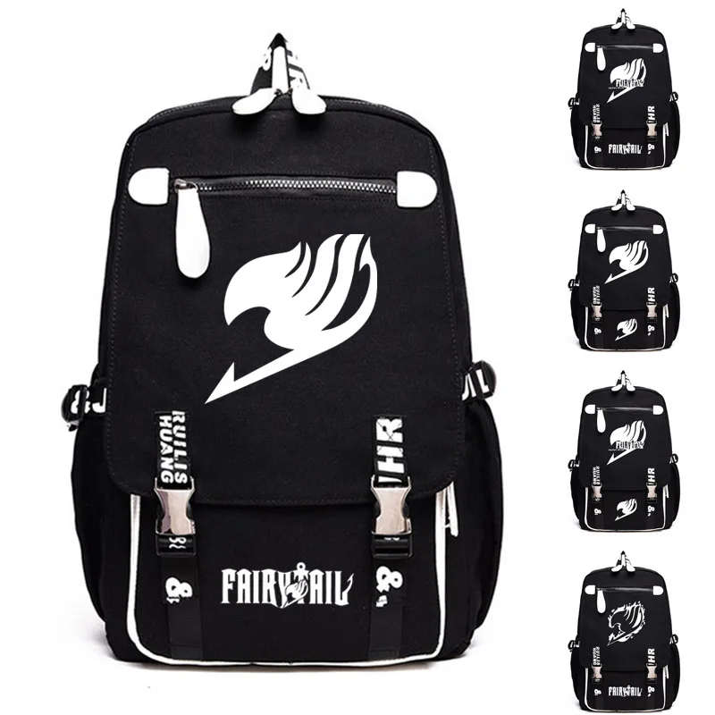 

Fairy Tale Japan Anime Designer Backpack Bag Book Bag School Travel Laptop Bags Metal Button Front Zipper Canvas Mochila