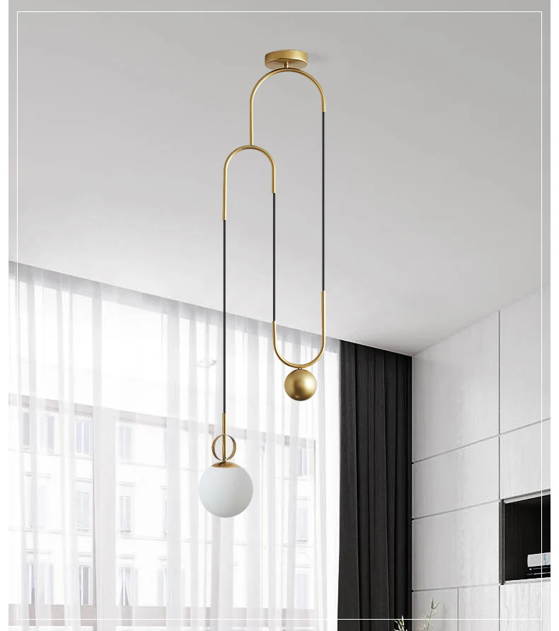 OPAL GLASS GLOBE PENDANT LAMP - gold pendant light