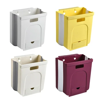 

8L Suspended Kitchen Dustbin Folding Waste Bin Cabinets Door Hanging Trash Can