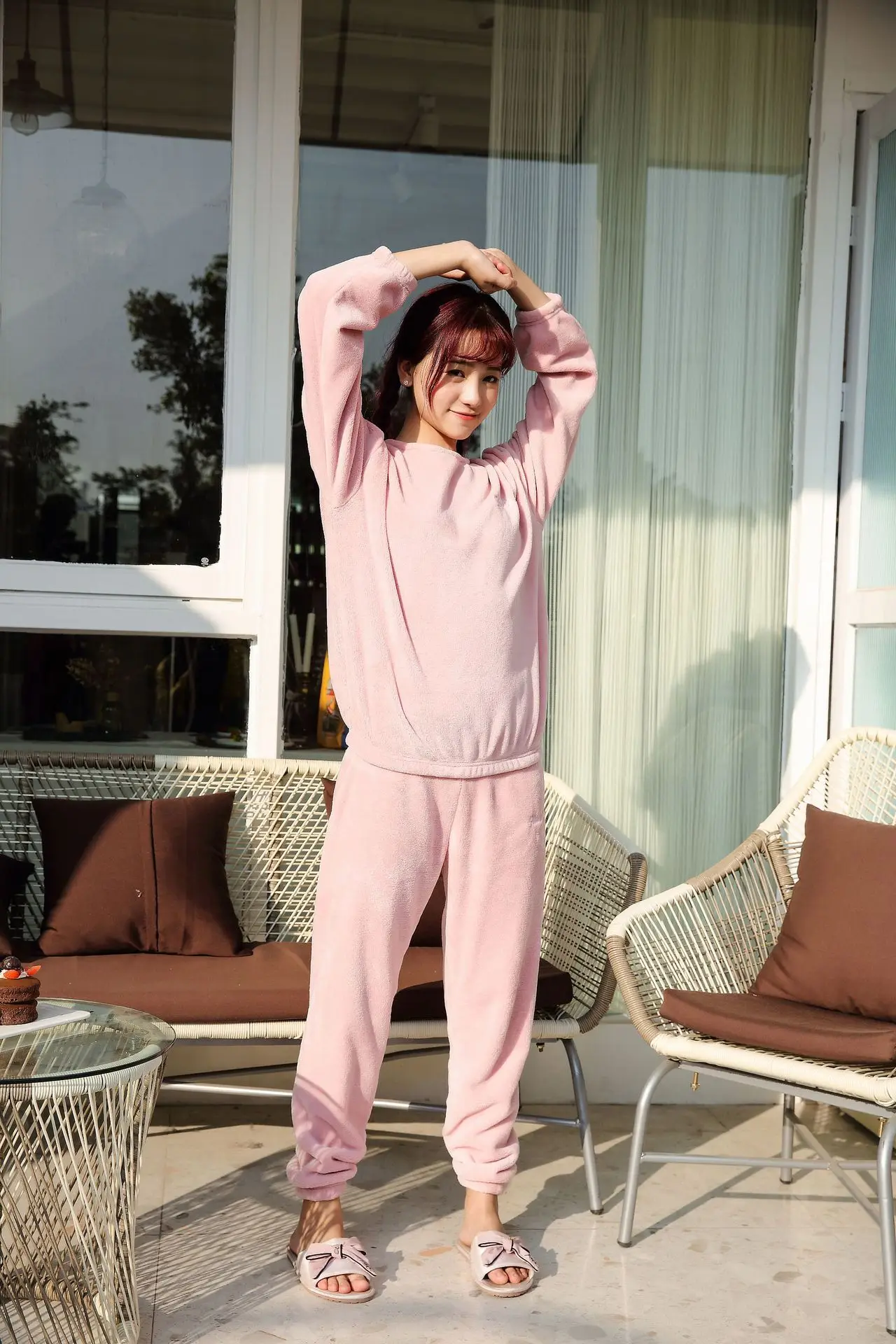 Зимний толстый женский пижамный комплект, осенне-зимняя фланелевая теплая Пижама с рисунком, Женская домашняя одежда, женская пижама