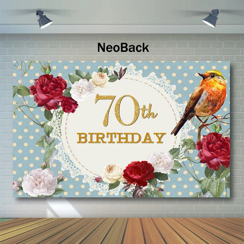 NeoBack 70th фон для дня рождения красные белые цветы птица фотосъемки светильник