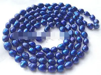 

P6004 - 45" Long 8-9mm deep blue baroque freshwater pearl necklace
