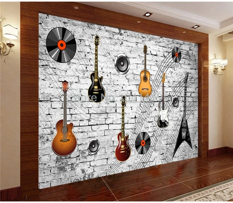 Satın Al Özel Duvar Duvar Kağıdı 3D Nostaljik Tuğla Duvar Kişilik Gitar Satın Al Özel Duvar Duvar Kağıdı 3D Nostaljik Tuğla Duvar Kişilik Gitar